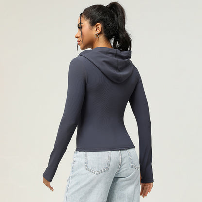 Hooded Sports Jacket Long-sleeved Fallwinter Yoga Wear