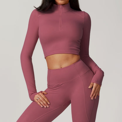 Zipper Tight Long Sleeve Yoga Wear