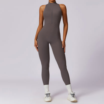 Quick-drying Zipper Yoga Jumpsuit Fitness Training Sports Tights