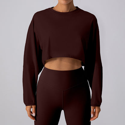 Round Neck Sweater T-shirt Short Sports Yoga Run Long Sleeve Top