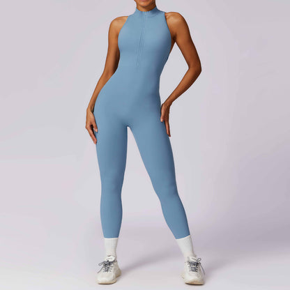 Quick-drying Zipper Yoga Jumpsuit Fitness Training Sports Tights