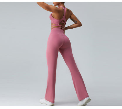 Female Thin Strap Crossing Beautiful Back Tank-top Horn Yoga Pants Suit