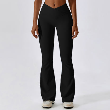 Women's Cross High Waist Yoga Sports Bell-bottom Pants