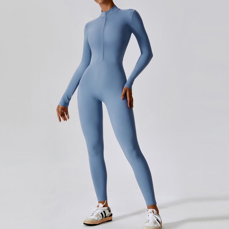 Autumn Long Sleeve Zipper Tight Hip Training Yoga Jumpsuit