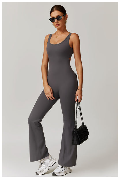 Hollow-out Beauty Back Yoga Jumpsuit One-piece Multi-pocket