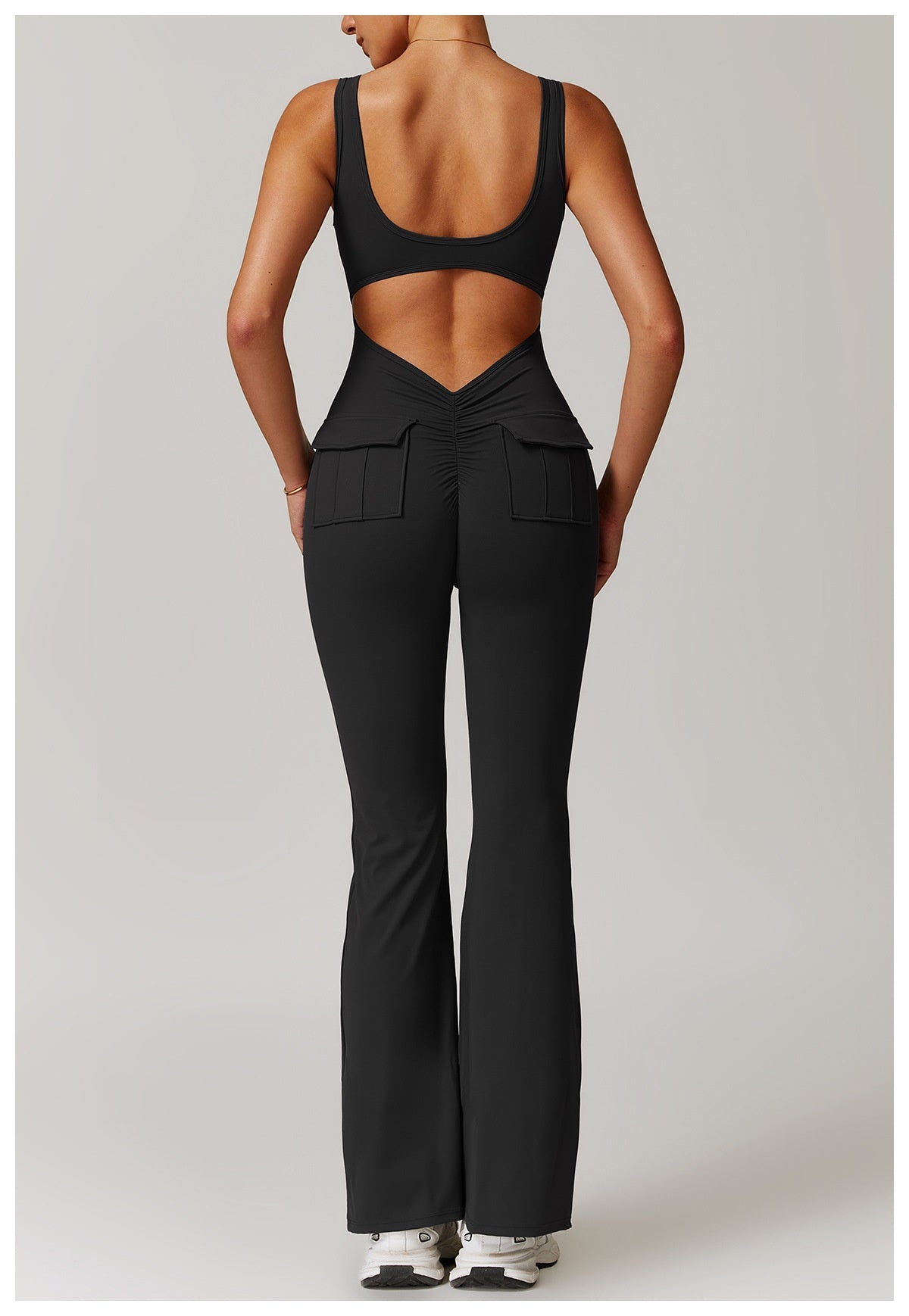 Hollow-out Beauty Back Yoga Jumpsuit One-piece Multi-pocket